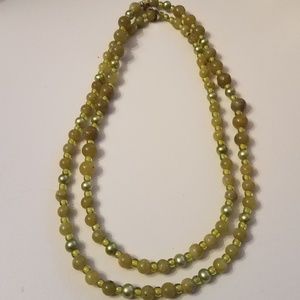 Calcite Green Stone Two Strand Necklace